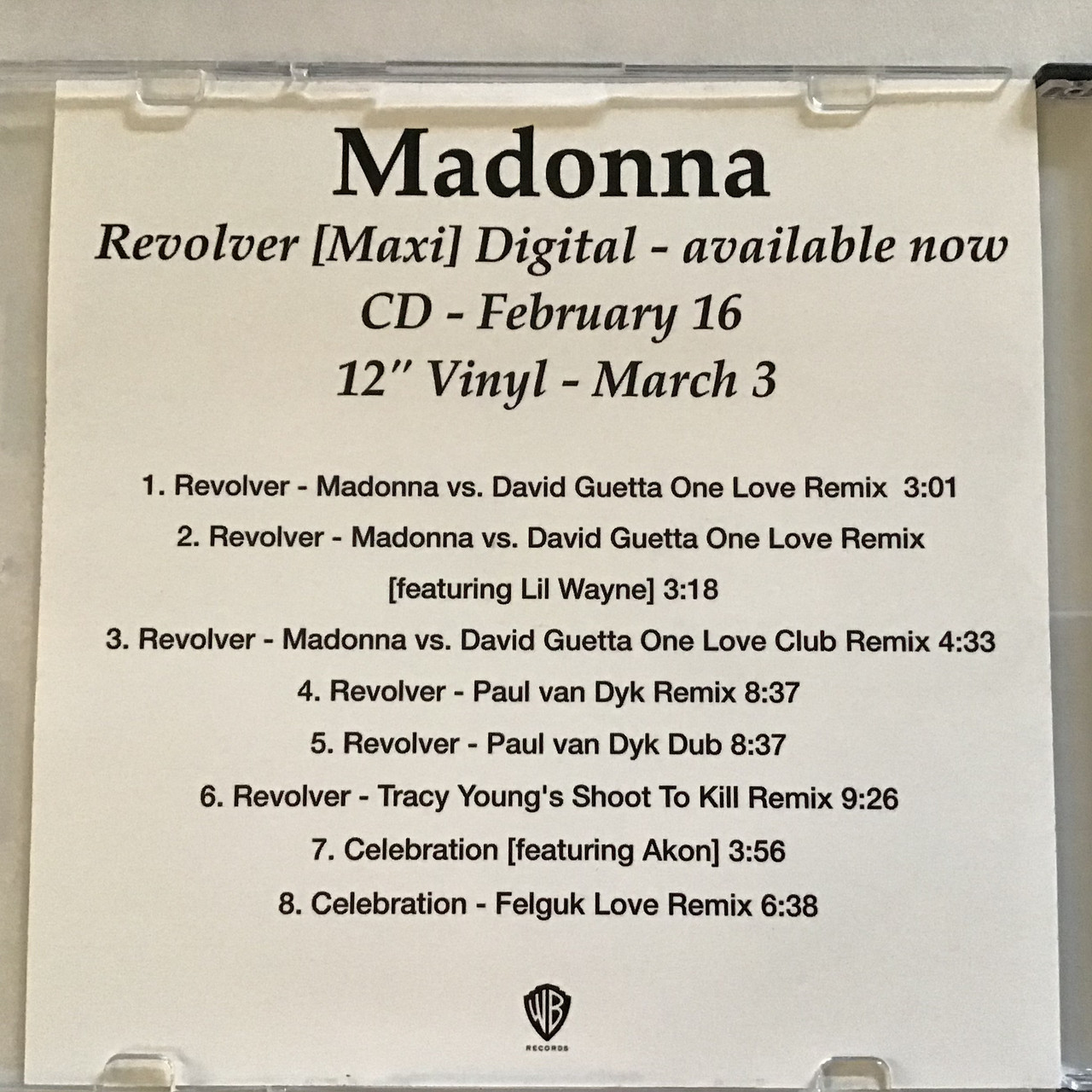 Madonna - Revolver - remixes maxi-single CDr promo