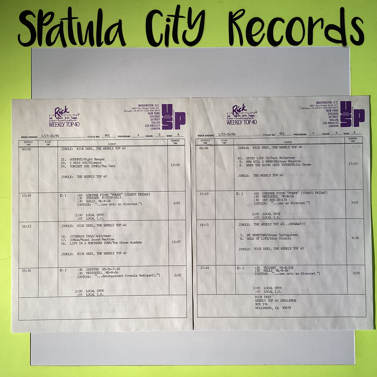 Rick Dees' Weekly Top 40 (Weekend Of January 24, 1986) - compilation - 4 x vinyl record LP