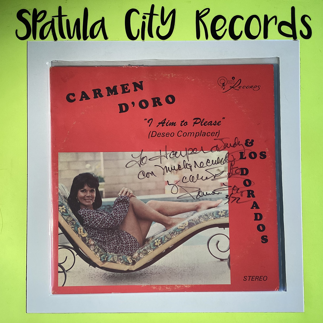 Carmen D'Oro and Los Dorados - I Aim To Please (Deseo Complacer) - vinyl record LP
