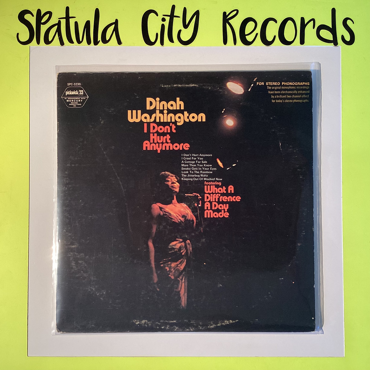 Dinah Washington – I Don't Hurt Anymore - vinyl record album LP
