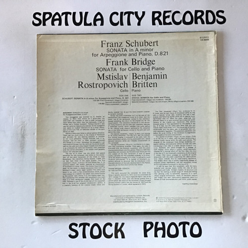 Schubert , Bridge , Mstislav Rostropovich and Benjamin Britten - Sonata For Arpeggione and Piano / Sonata for Cello and Piano - vinyl record LP