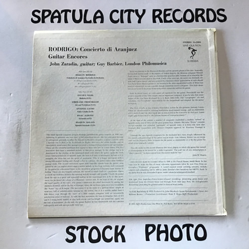 Joaquin Rodrigo , John Zaradin , Philomusica of London , Guy Barbier - Concierto de Aranjuez for Guitar and Orchestra - vinyl record LP