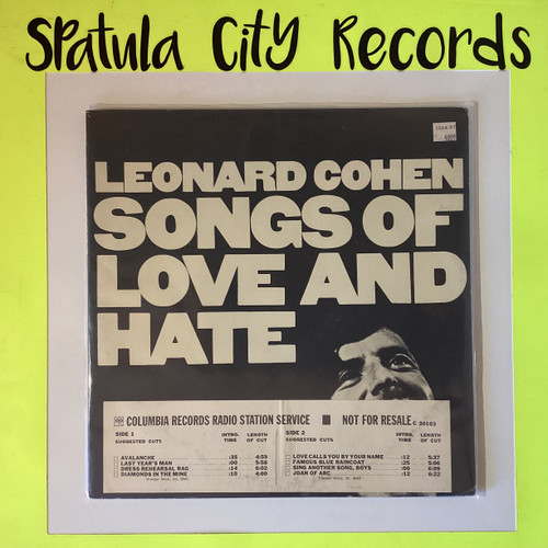 Leonard Cohen - Songs of Love and Hate - WLP PROMO - vinyl record album LP