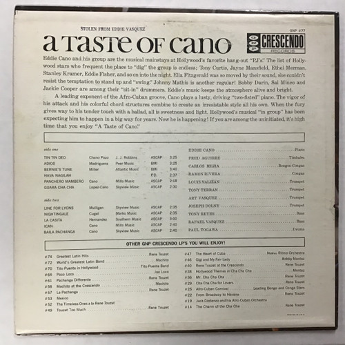 Eddie Cano, His Piano, Orchestra & Chorus ‎– A Taste Of Cano - MONO - vinyl record LP