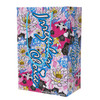 Shoe box design of stylised pink and blue flowers for Irregular Choice Iconic brand.