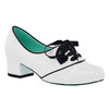 Dear Dolly- White lace up court shoe with mid block heel