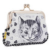 A Grin Without A Cat- Small cat coin purse with gingham ruffle trim.