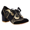 Fritillary- Black mid stack heeled brogue shoes with butterfly applique