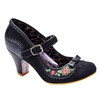 Flower Flounce- Black Mary Jane mid heels