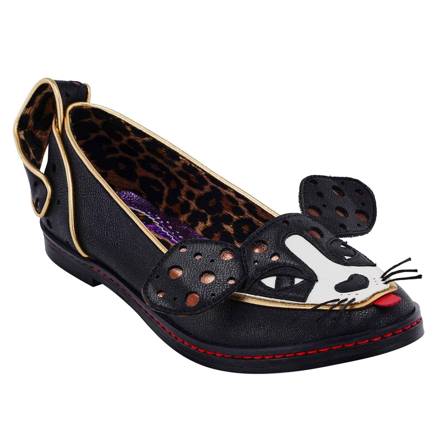 Irregular Choice | Black dog style flat loafers | Woofy