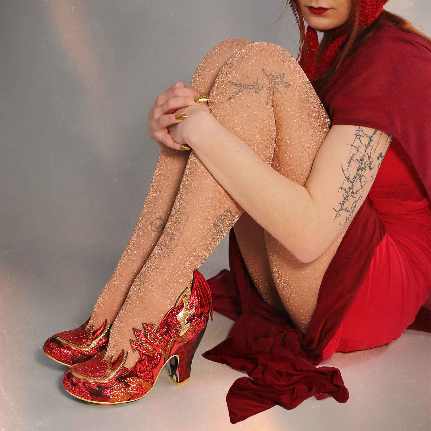 Irregular Choice | Red Glitter Devil Flames High Heeled Shoes