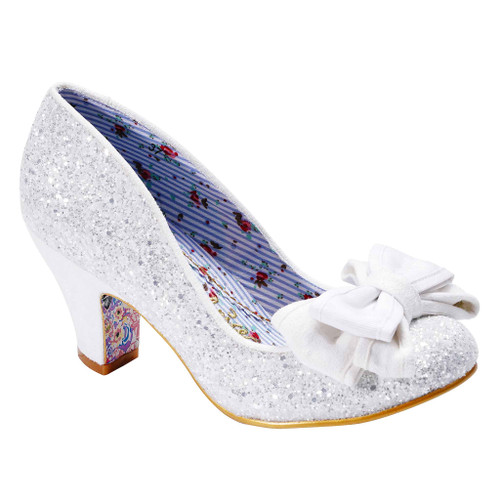 Ban Joe- white bridal glitter mid heel shoes