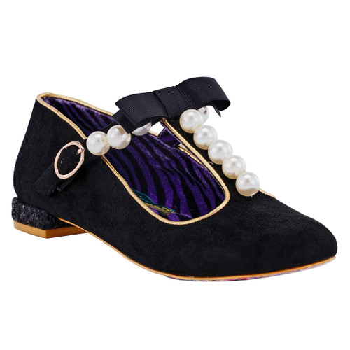 Calla Lily- Black flat T-bar shoes