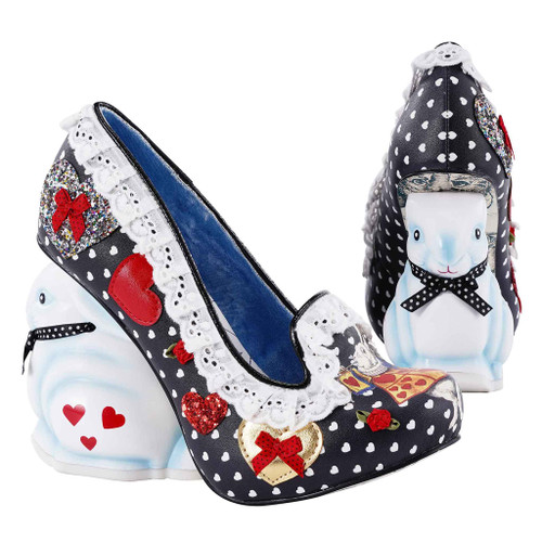 I Shall Be Late- Black polka dot rabbit heel shoes