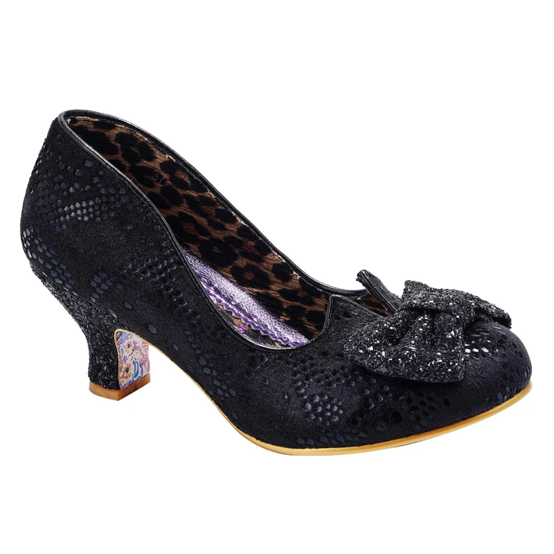 Dazzle Razzle- Black mid heel shoes