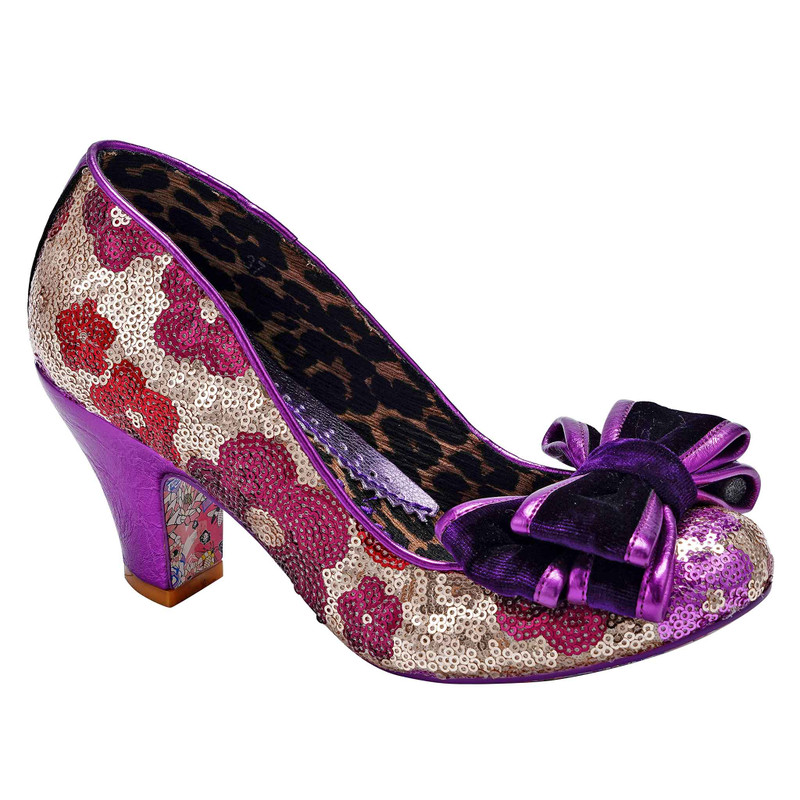 Lady Ban Joe- gold sequin mid heel shoes