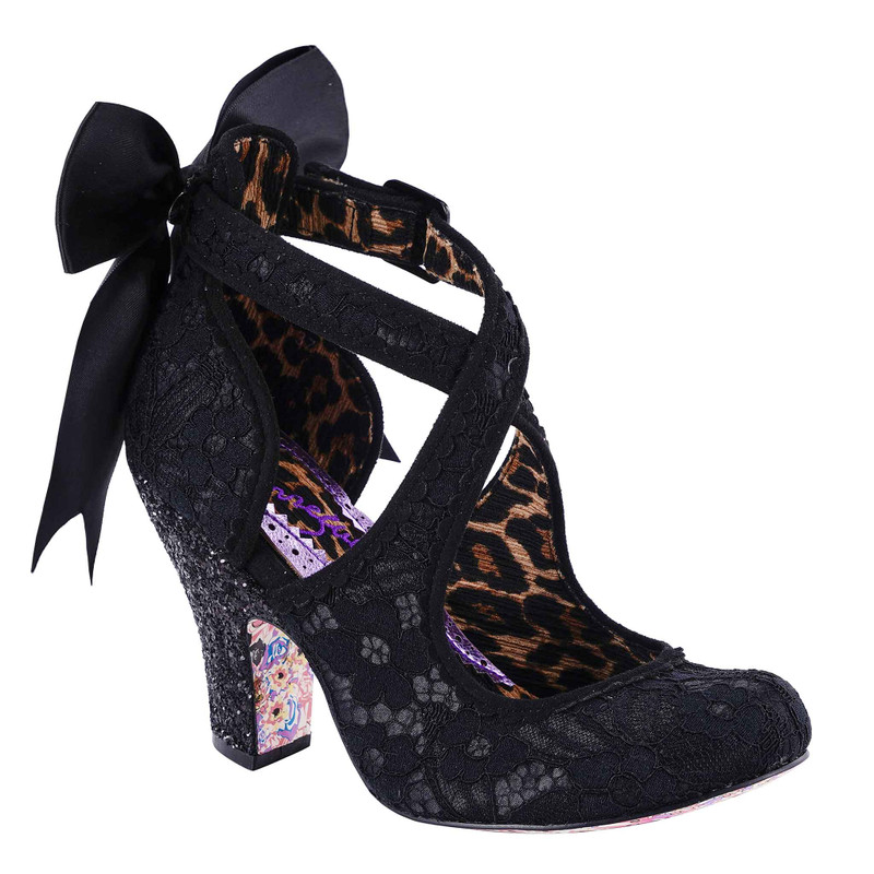 Pomp It Up- black lace high heeled shoes