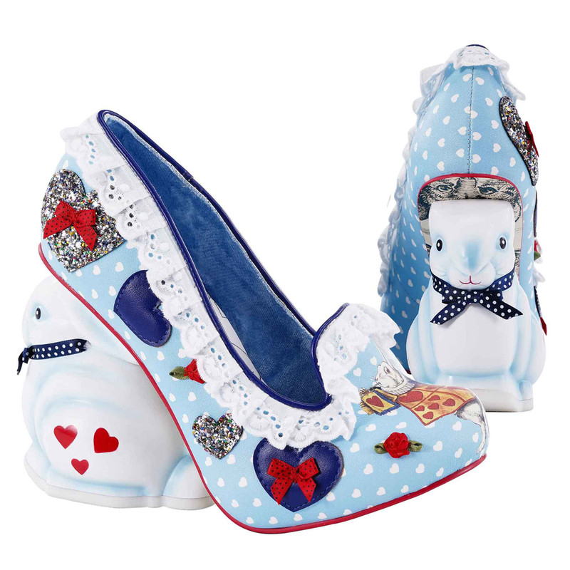 I Shall Be Late- Blue polka dot rabbit heel shoes