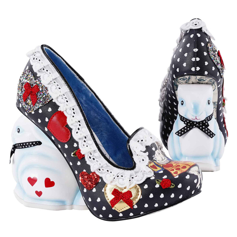 I Shall Be Late- Black polka dot rabbit heel shoes