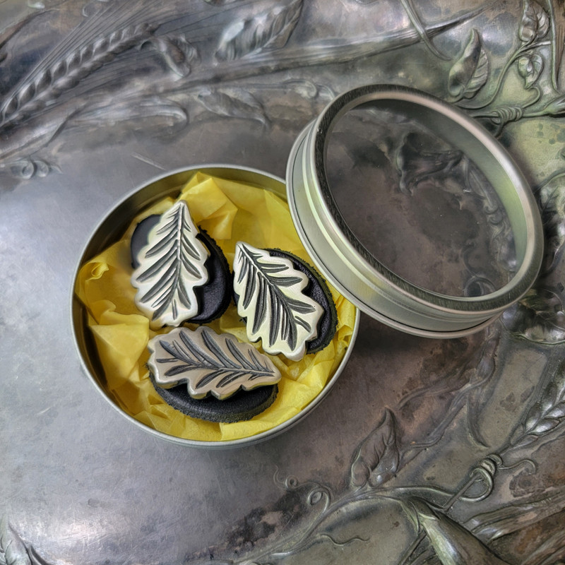 Oak Leaf Stud Buttons - Set of 3 Pre-Order for August Delivery