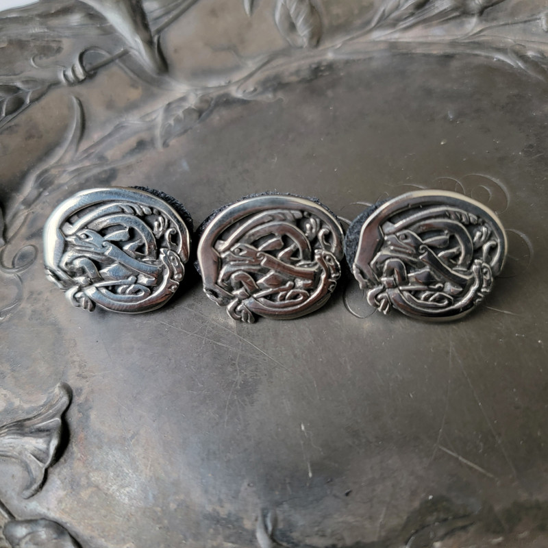 Celtic Illuminated O with Two Dogs in a Knot Stud Buttons - Glossy Set of 3
