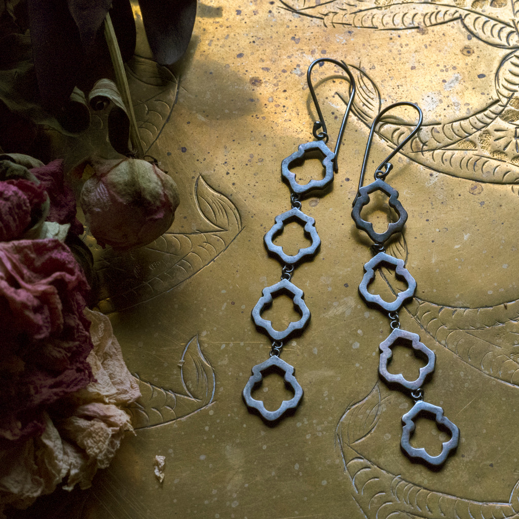 Lotus Earrings No. 4 Patina