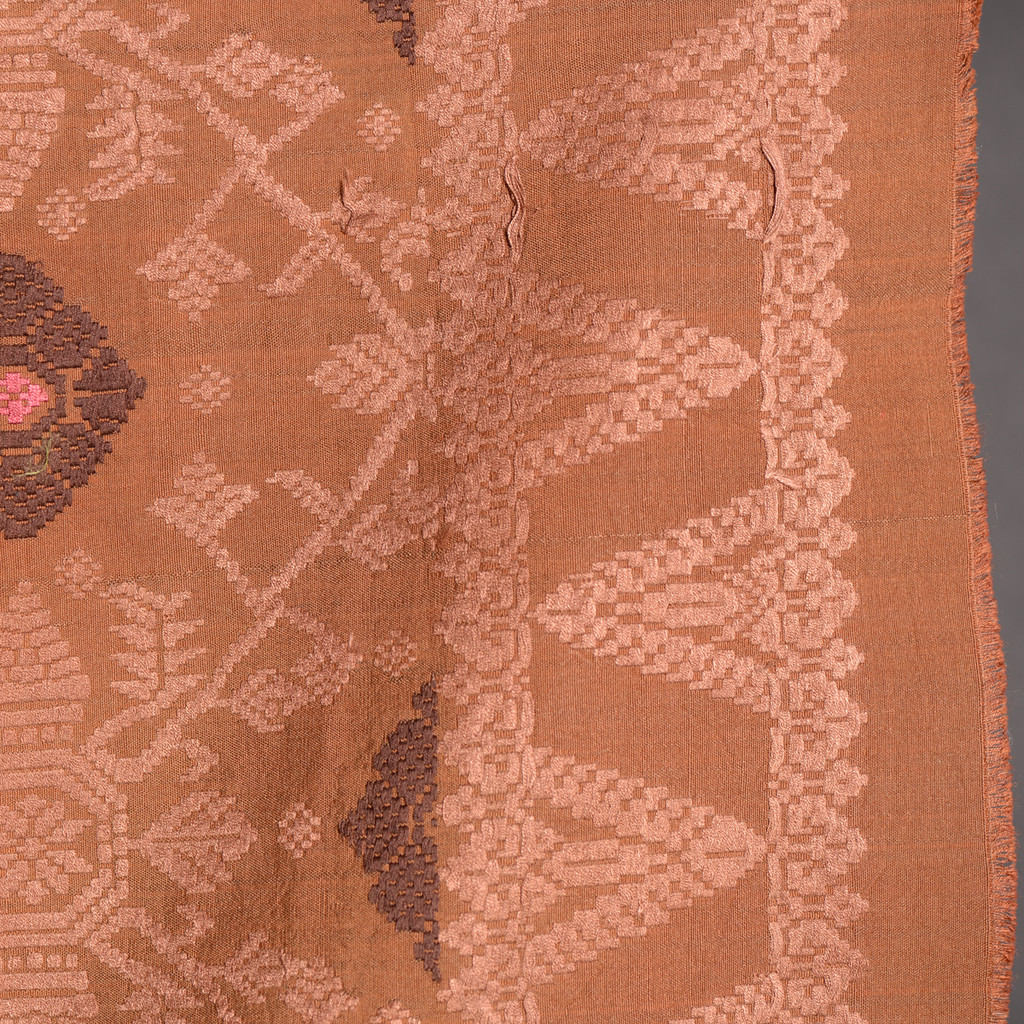 Songket Alam - Bronze and Coral with Aubergine and Rose Diamonds