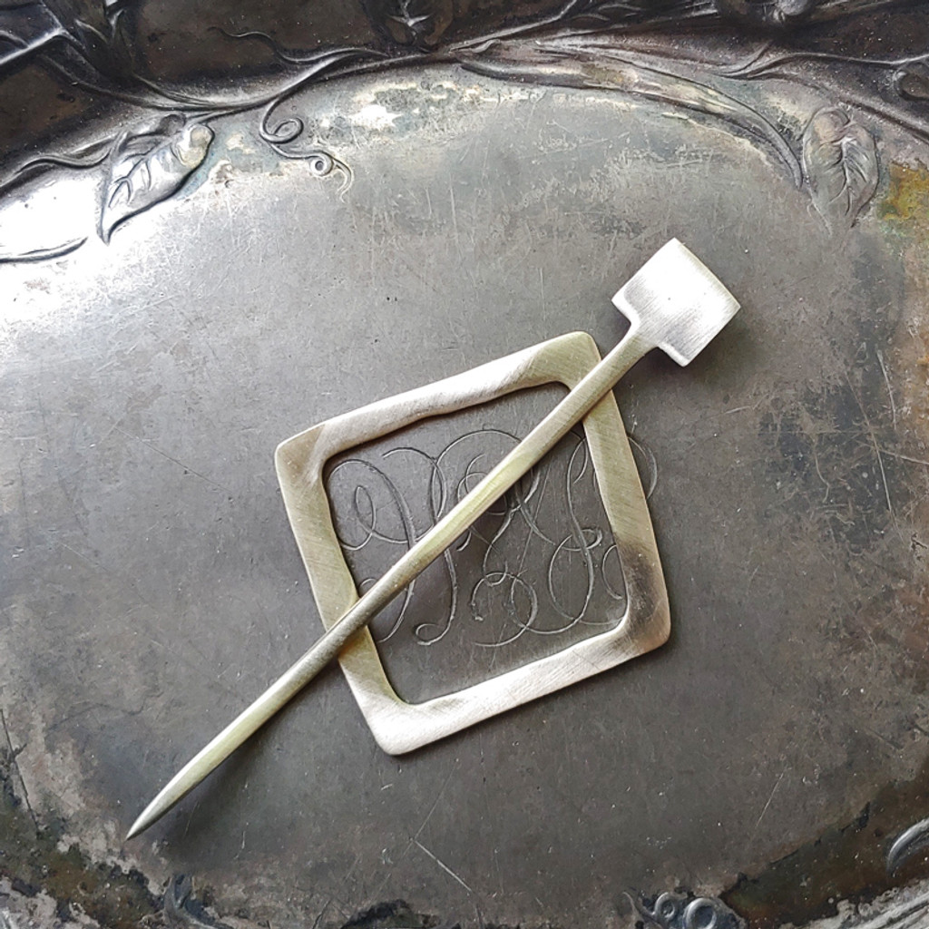 Mid Century Modern Square Cuff / Shawl Pin