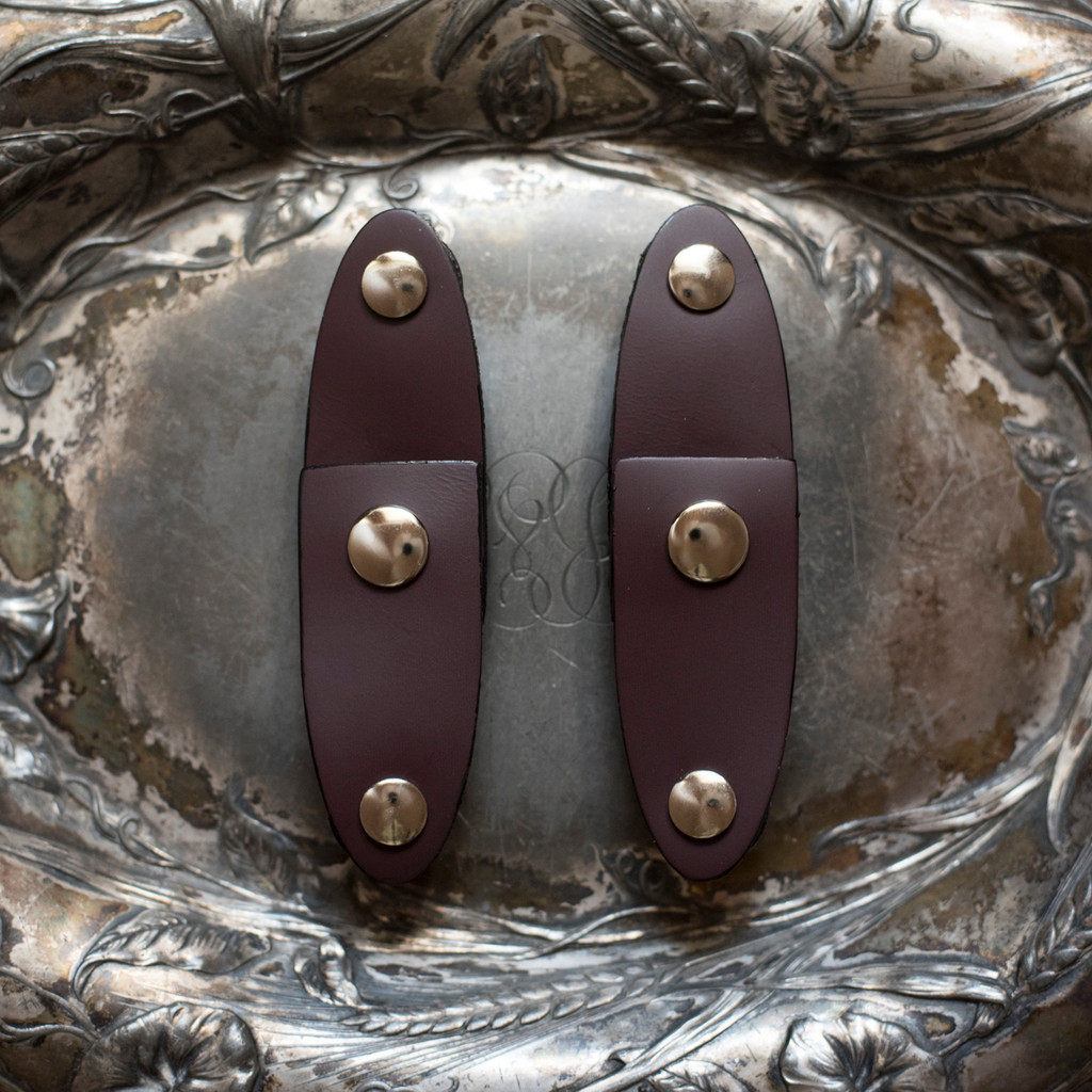 Oval Latch Screw-in Snap Closure - Aubergine Pair