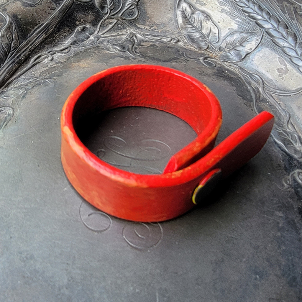 Red Gradient Handpainted Leather Shawl Cuff