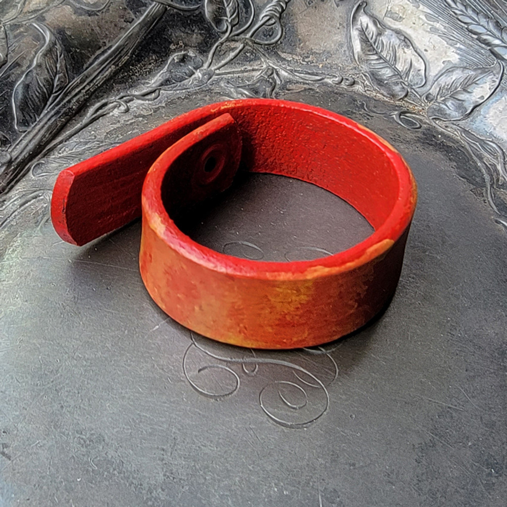 Red Gradient Handpainted Leather Shawl Cuff