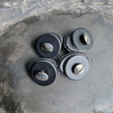 Leather Mini Stud Buttons - Black with Glossy