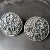 Neo-Baroque Repoussé Stud Buttons - Satin Solid Set of Two for Pre-Order