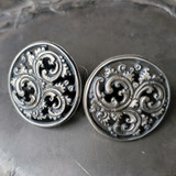 Neo-Baroque Repoussé Stud Buttons - Satin Pierced Set of Two for Pre-Order