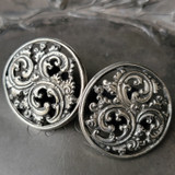New-Baroque Repoussé Stud Buttons - Glossy Pierced Set of Two for Pre-Order