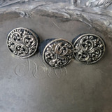 Neo-Baroque Repoussé Stud Buttons - Glossy Pierced Set of Three Small