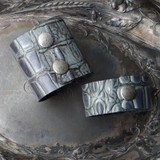 Silver Intaglio Leather Shawl Cuff 