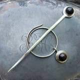 Spiral Charm Lock Shawl Pin with Rosewood Cabochon Charm