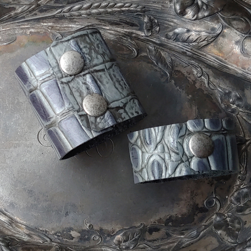 Silver Intaglio Leather Shawl Cuff - JUL Designs