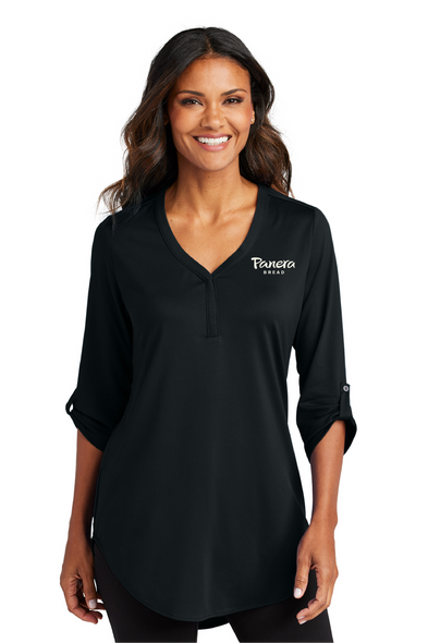 Black Ladies 3/4-Sleeve Tunic Dress Shirt