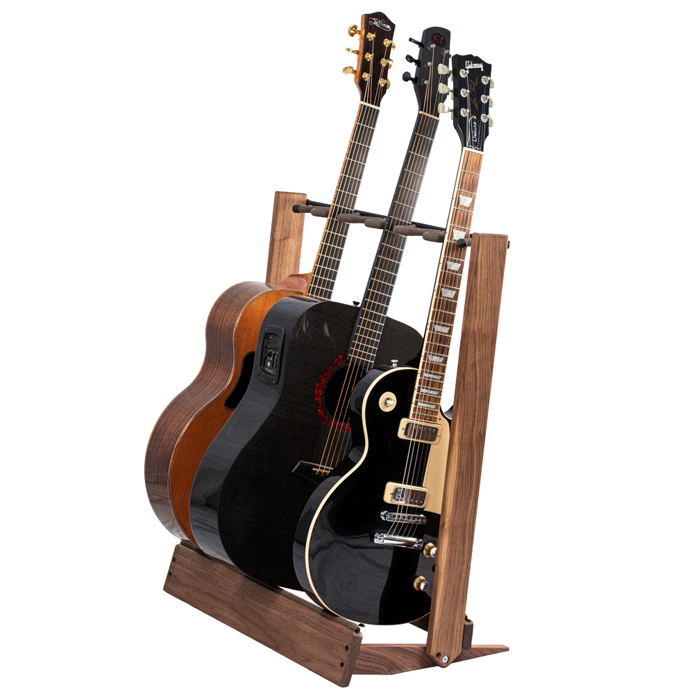 String Swing Guitar Floor Stand Two Pack Holds a Total of 12 Electric or 6  Acoustic Guitars- Hand Welded Steel and Hardwood - Made in the USA (CC34X2)