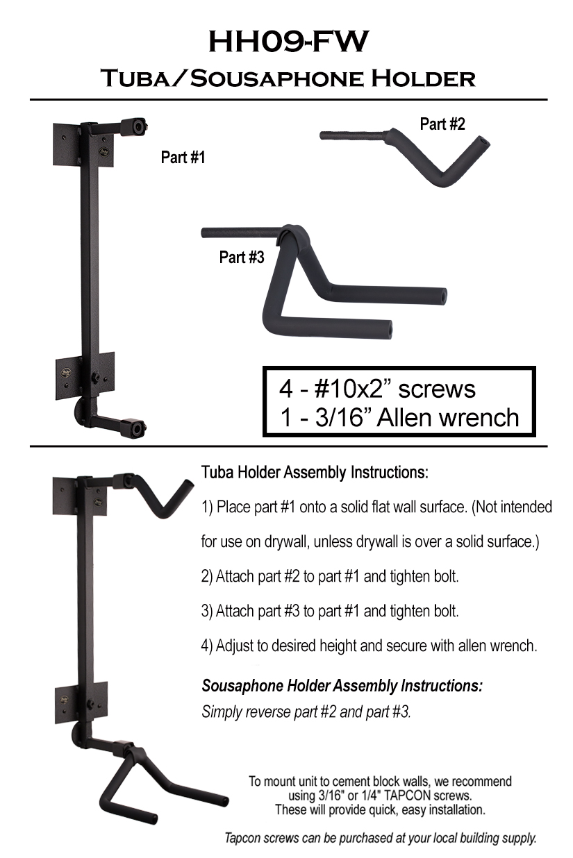 Tuba & Sousaphone Wall Mount Best Tuba & Sousaphone Rack