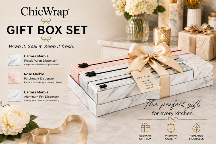 3 Dispenser Marble Gift Set - Plastic Wrap, Foil and Parchment