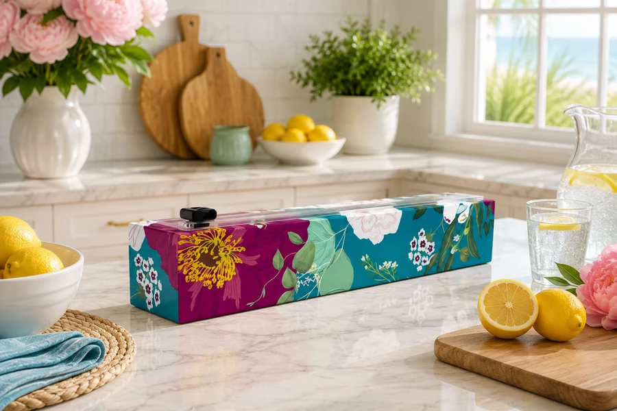 NEW Dispenser Spring Flowers Plastic Wrap 12" x 250'