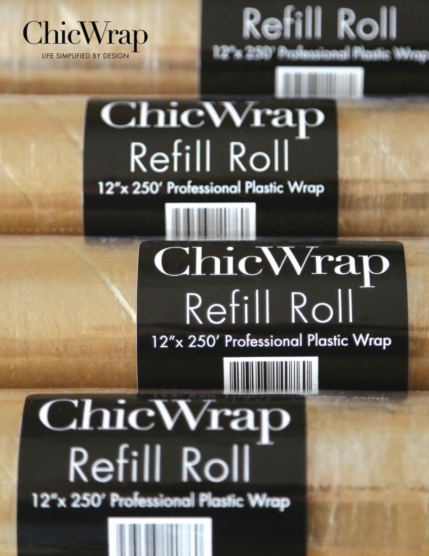 Refill Roll 2 Pack Professional Grade Plastic Wrap 12" x 250'