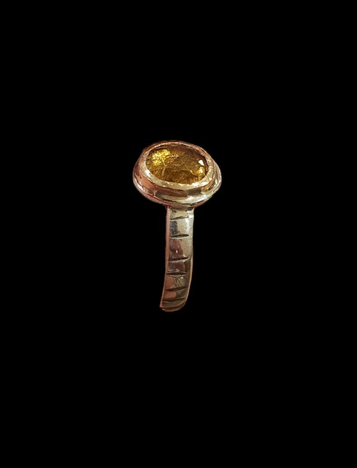 Tourmaline ring in sterling bezel-set in 14k gold