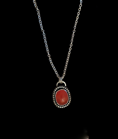 Orange Carnelian Necklace in Sterling
