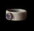 Iolite Stone set in 14k gold on wide textured sterling band, size 7.5