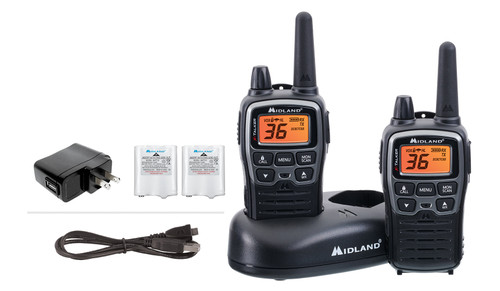 Midland X-TALKER, Pair of Radios with Batteries, DTC and USB Cable Charger