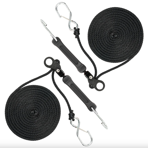 Perfect Tie Down - 12' Rope Lock Tie Down w/Bungee - Black - 2 Pack